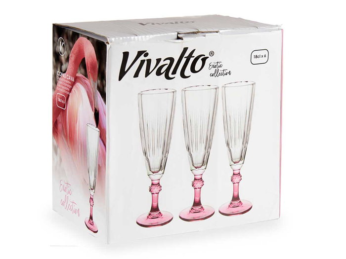 Vivalto Coupe à Cava Rose 170 ml Verre 6.5x20x6.5 cm (Set de 48)
