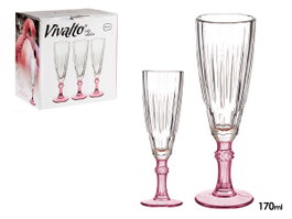 VIVALTO Coupe à champagne rose 170ml