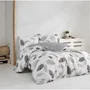Parure de lit 1 housse de couette 220 x 240 cm + 2 taies d'oreiller 60 x 60 cm - 100% coton renforcé - Gris - 140 fils