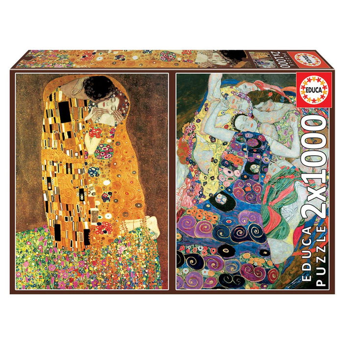 Educa Puzzle Double 2 x 1000 Pièces - Le Baiser et La Vierge d'après Gustav Klimt - Réf. 18488 - À partir de 10 ans Educa Puzzle Double 2 x 1000 Pièces - Le Baiser et La Vierge d'après Gustav Klimt - Réf. 18488 - À partir de 10 ans