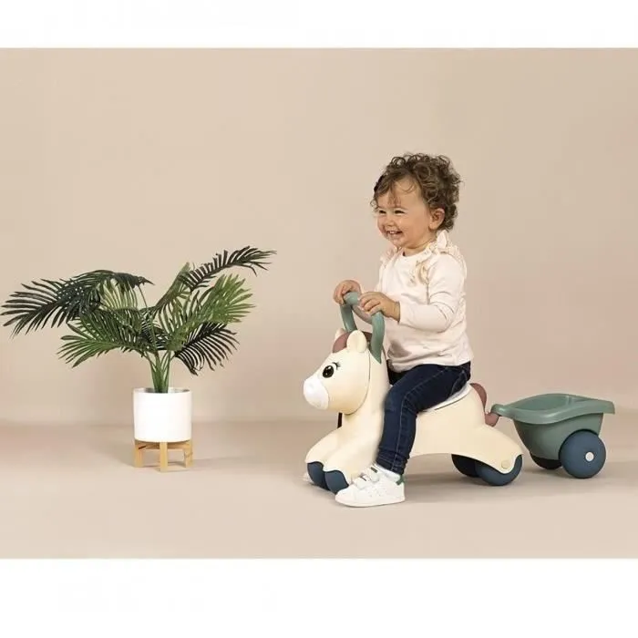 Smoby Porteur trotteur Baby Pony avec remorque - Jouet d'éveil et de motricité pour enfant