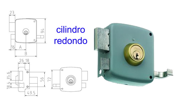MCM Serrure à poser 2525PR-100-DCHA avec cylindre rond peinte droite MCM Serrure à poser 2525PR-100-DCHA avec cylindre rond peinte droite