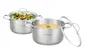 Arthur Martin AM0155 - Set de 2 Marmites Inox avec couvercles verre, Ø 24-28 cm - Compatible tous feux dont induction