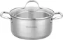 Arthur Martin AM0155 - Set de 2 Marmites Inox avec couvercles verre, Ø 24-28 cm - Compatible tous feux dont induction