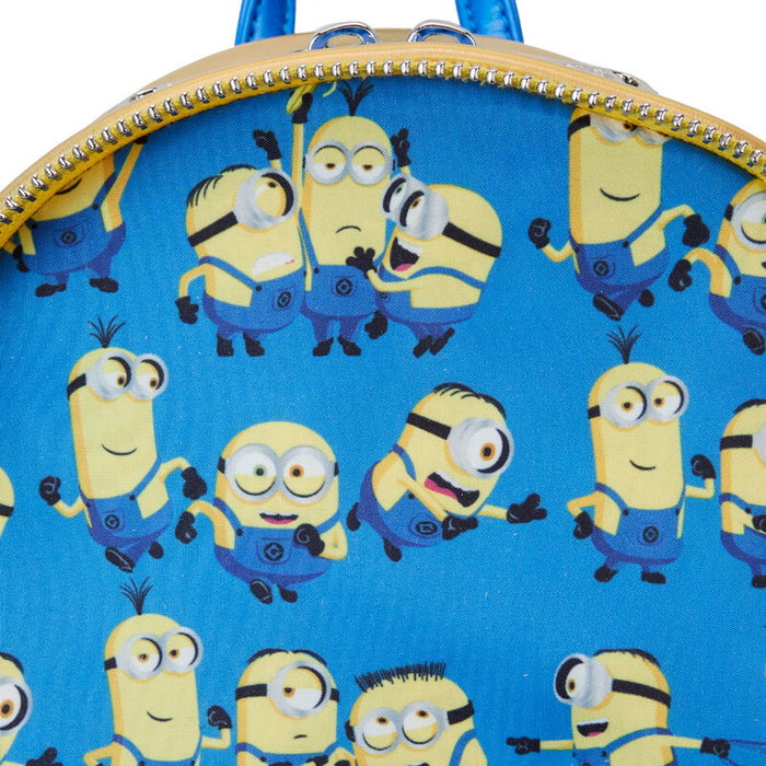 LOUNGEFLY Sac à dos Minions Bob Gru (Mon méchant favori) - 26 cm - Polyuréthane, bretelles rembourrées, poches latérales, détails brodés et relief