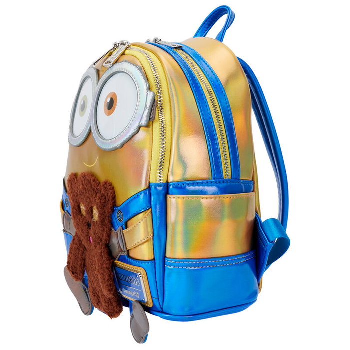 LOUNGEFLY Sac à dos Minions Bob Gru (Mon méchant favori) - 26 cm - Polyuréthane, bretelles rembourrées, poches latérales, détails brodés et relief