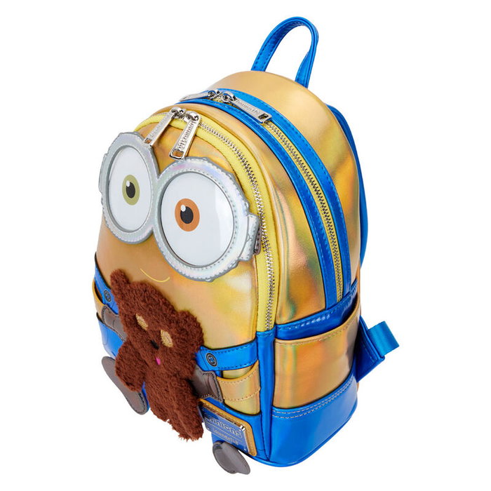 LOUNGEFLY Sac à dos Minions Bob Gru (Mon méchant favori) - 26 cm - Polyuréthane, bretelles rembourrées, poches latérales, détails brodés et relief