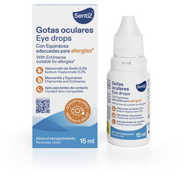 SENTI2 Collyre contre les Allergies aux Yeux avec Hyaluronate de Sodium 0.2% - Apaise Rougeurs, Démangeaisons et Sécheresse Oculaire - Compatible Lentilles de Contact - Flacon 15 ml