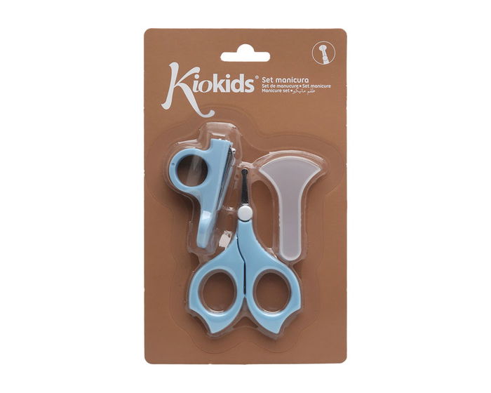 KioKids Set de Manucure pour Bébé avec Ciseaux à Bout Rond et Coupe-Ongles, Bleu, +0 Mois