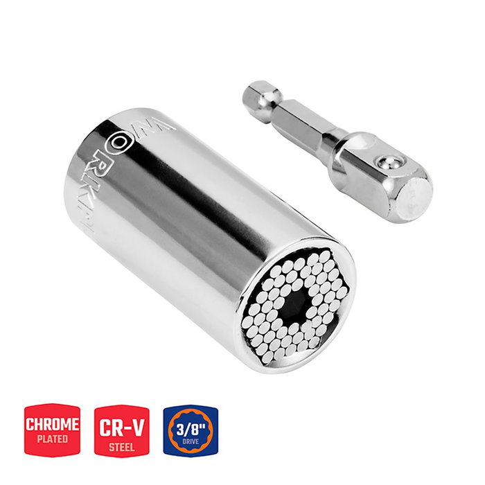 Workpro Vaso universal 3/8", 7-19 mm - Acier chrome vanadium chromé poli