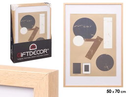 Giftdecor Porte-photo mural en bois avec passe-partout 50 x 70 cm, couleur naturelle (Set de 6)