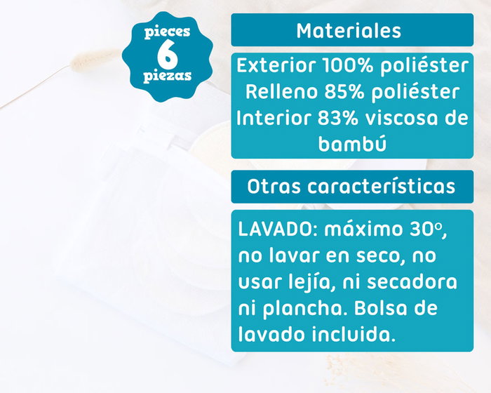 KioKids Disques d'allaitement réutilisables - Lot de 6 - Blanc