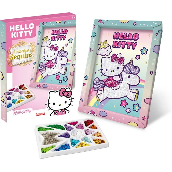 Lansay Jeu créatif perles à fixer Collection Sequins Hello Kitty & Unicorn Lansay Jeu créatif perles à fixer Collection Sequins Hello Kitty & Unicorn