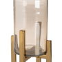 BigBuy Home Bougeoir Doré Verre Acier 10 x 10 x 18 cm