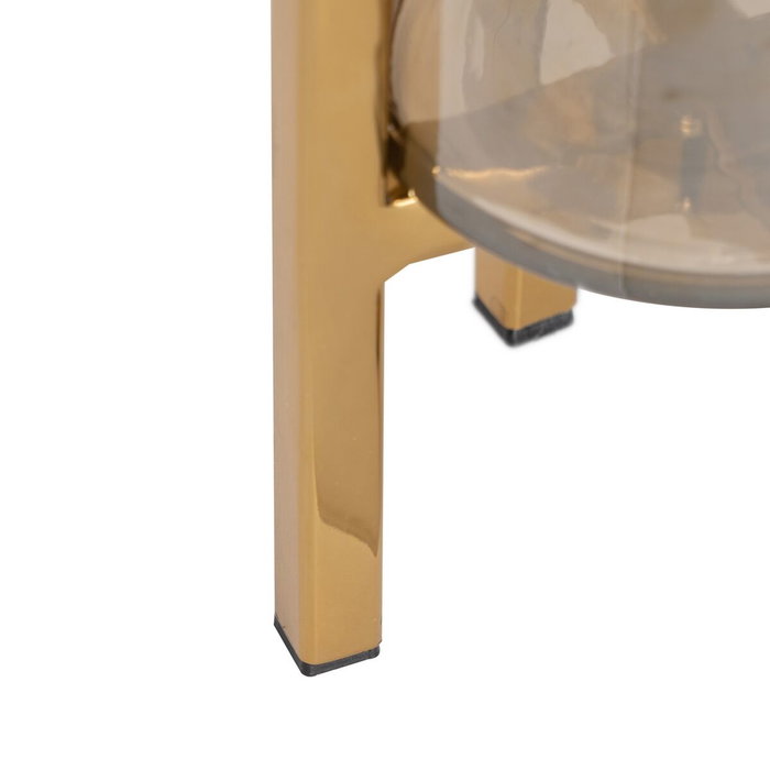 BigBuy Home Bougeoir Doré Verre Acier 10 x 10 x 18 cm BigBuy Home Bougeoir Doré Verre Acier 10 x 10 x 18 cm