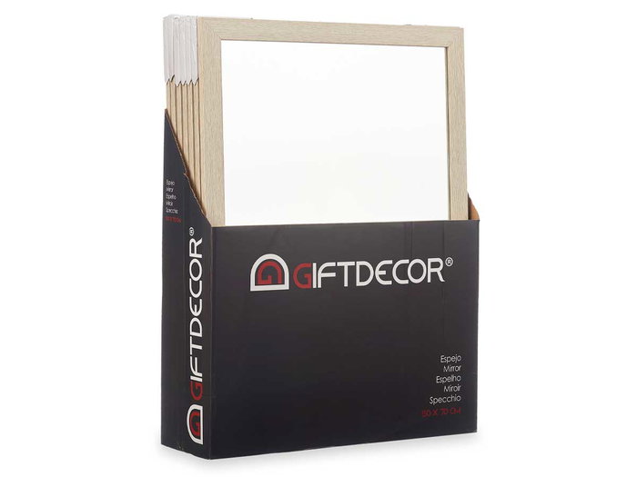 Giftdecor Miroir Naturel 50 x 70 cm, Bois et Verre (Set de 8) Giftdecor Miroir Naturel 50 x 70 cm, Bois et Verre (Set de 8)