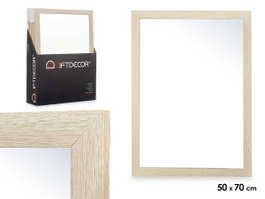 Giftdecor Miroir Naturel 50 x 70 cm, Bois et Verre (Set de 8)
