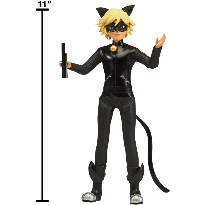 BANDAI Figurine Miraculous Chat Noir Articulée 26 cm - Héros Masqué - Tenue Série Fidèle