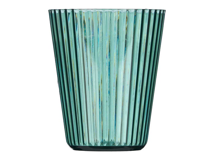 Leknes Verre Rayures Vert 300 ml Plastique 8x10 cm (Set de 24)