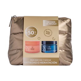 Usu Cosmetics DUO DÍA Y NOCHE ESTUCHE 3 pz - Coffret Crème Anti-Âge Hydratante Intense pour Peaux Sèches (50ml + 50ml + Trousse)