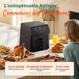 COSORI Friteuse sans huile Air Fryer Premium II Chef Edition 6,2L 12 programmes - 1700W avec 50 papiers cuisson - Noir