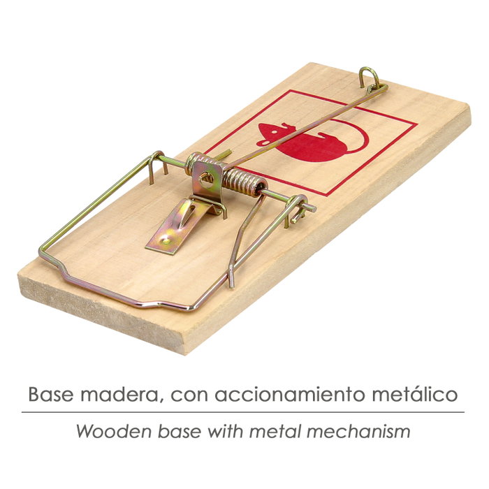 WOLFPACK LINEA PROFESIONAL Lot de 2 pièges à souris en bois 9,8 x 4,8 cm.