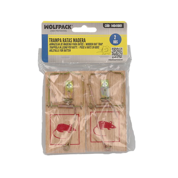 WOLFPACK LINEA PROFESIONAL Lot de 2 pièges à souris en bois 9,8 x 4,8 cm.