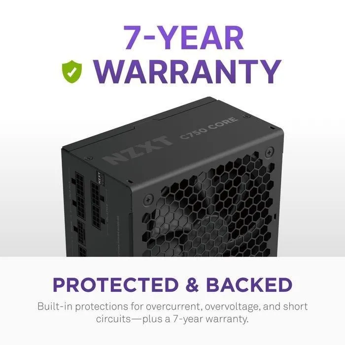 NZXT PA-7G3BB-EU - Alimentation PC ATX 3.1 750W 80 Plus Gold - Certifiée Cybenetics Platinum - Full modulaire - Câble PCIe 5.1 12V-2x6 300W - Ventilateur silencieux - Noir