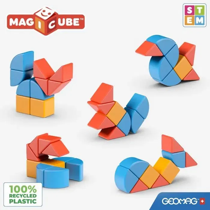 Geomag Magicube Blocs magnétiques de construction éducatifs - 16 pièces en plastique recyclé pour enfants de 1 à 5 ans