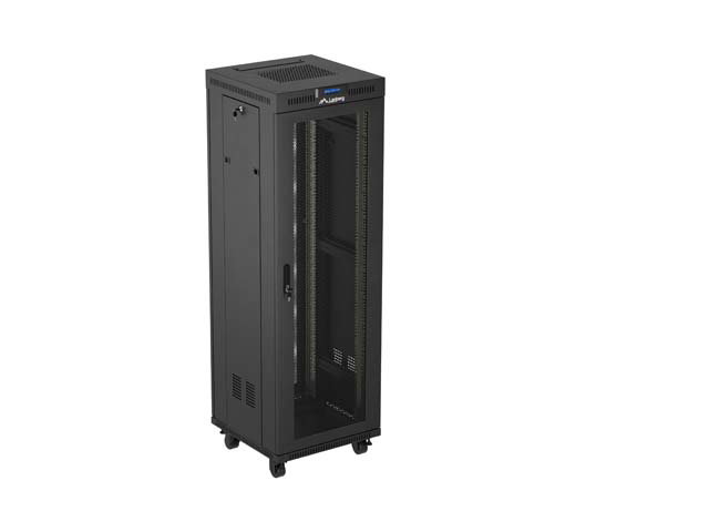 Lanberg Armoire rack FF01 19 pouces 37U 600x600 noir portes perforées LCD