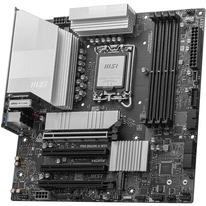 MSI Carte mère PRO B860M-A WiFi - Intel B860 LGA 1851 (Socket V1) micro ATX - DDR5 - Wi-Fi 7 (802.11be) et 5 Gigabit Ethernet