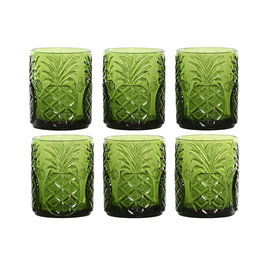 Set de Verres Home ESPRIT Vert Verre Avec relief 300 ml (6 Unités)