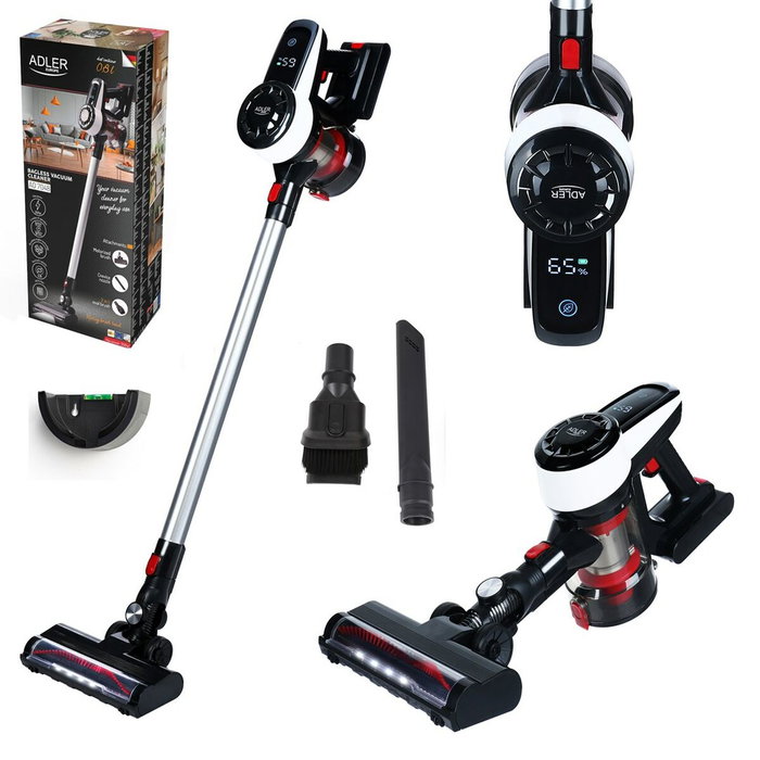 Adler Aspirateur sans fil AD 7048 Blanc Noir Argenté