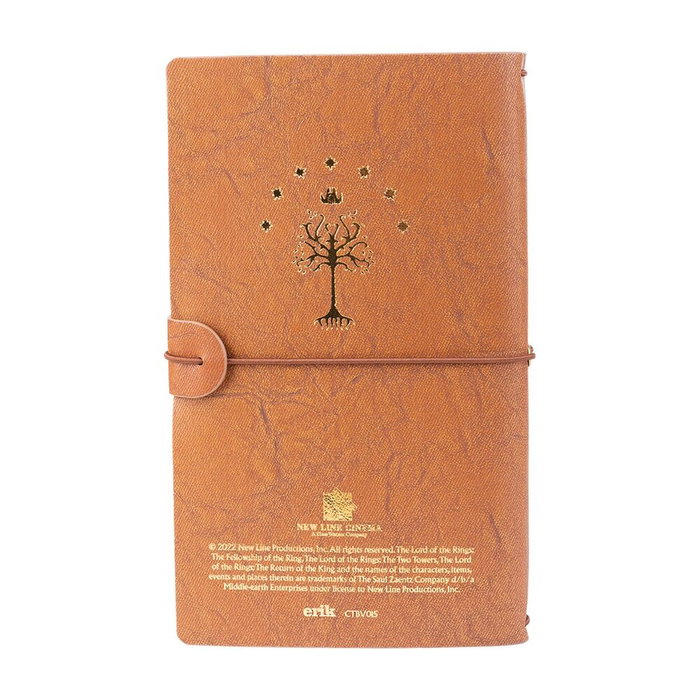 ERIK - Cuaderno de viaje Le Seigneur des Anneaux, carnet de voyage Tolkien, couverture souple en cuir synthétique 19,5x11,5 cm, fermeture élastique ERIK - Cuaderno de viaje Le Seigneur des Anneaux, carnet de voyage Tolkien, couverture souple en cuir synthétique 19,5x11,5 cm, fermeture élastique