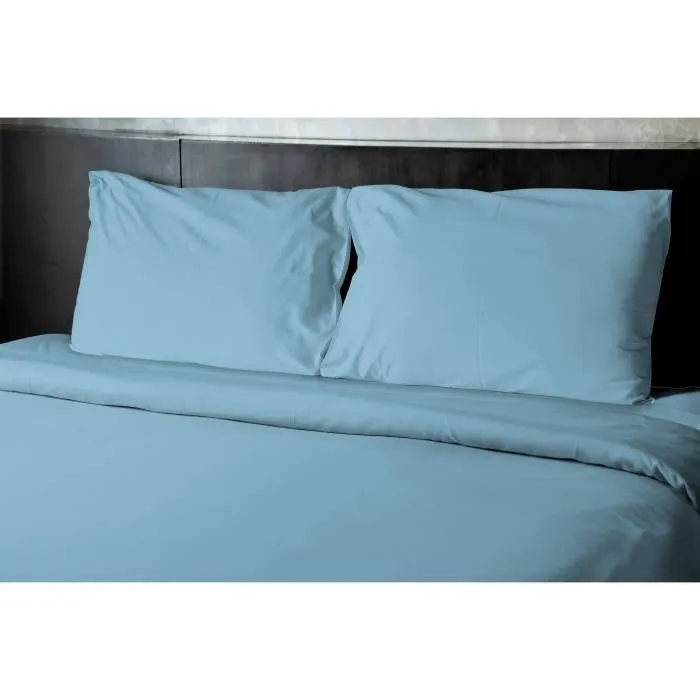 Home Linge Passion Lot de 2 taies d'oreiller microfibre bleu ciel 50x70 cm
