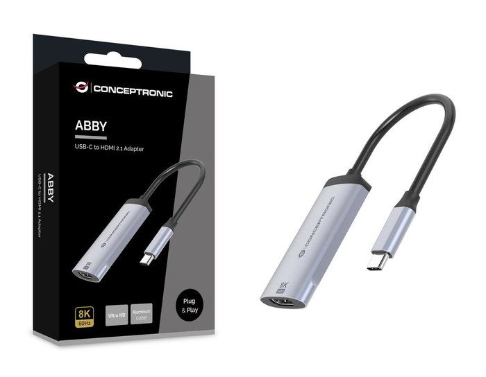 Conceptronic Adaptateur USB-C vers HDMI 8K 60 Hz ABBY23G Gris