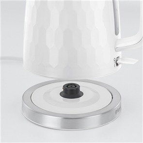 Russell Hobbs 26050-70 Hervoir électrique 1,7 L avec fonction ébullition rapide (55s), design Honeycomb blanc et bec en acier inoxydable
