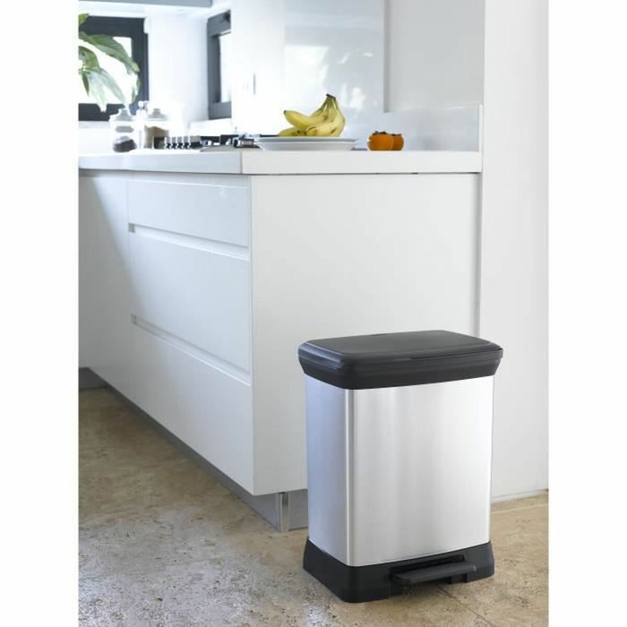 Curver DECO BIN Poubelle à Pédale Rectangulaire 30 L Gris Métallisé Curver DECO BIN Poubelle à Pédale Rectangulaire 30 L Gris Métallisé