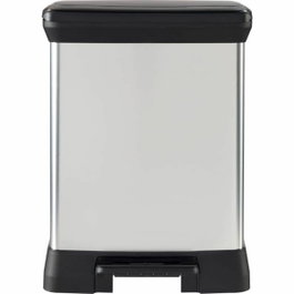 Curver DECO BIN Poubelle à Pédale Rectangulaire 30 L Gris Métallisé
