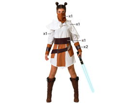 Galaxia Déguisement Univers Blanc avec Ceinture pour Femme Adulte Taille XXL - Polyester - Comprend Robe, Cape, Poignets et Foulard