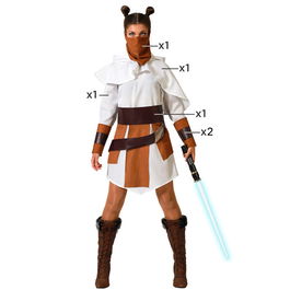 Déguisement Galaxia Blanc avec Ceinture - Costume Cosplay Univers - Femme Adulte Taille XXL - Veste, Capuche, Poignets