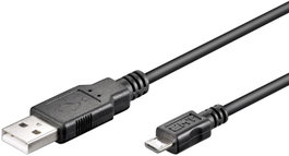 MicroConnect Câble USB A vers USB Micro B, Version 2.0, Noir, 1,8m