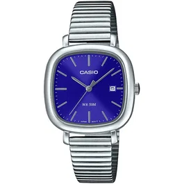 Casio LTP-B166D - Montre analogique pour femme - Cadran bleu, acier inoxydable, étanche 50 m, affichage de la date