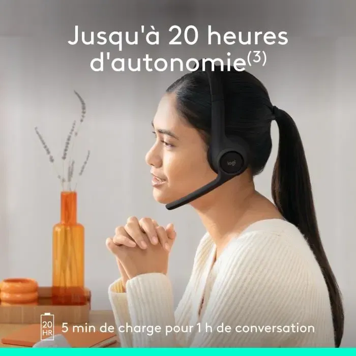 Logitech Zone 300 - Casque sans fil Bluetooth avec microphone anti-parasite Beamforming - Noir