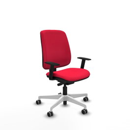 PIQUERAS Y CRESPO Chaise Alares Synchrone/Traslack Tissu Rouge Structure Polyamide Blanc