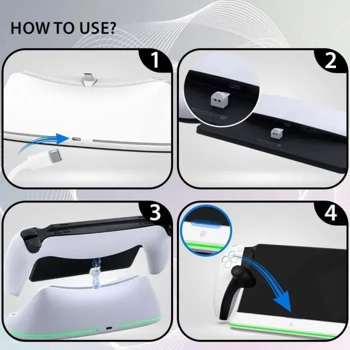 Subsonic Support de charge avec LED RGB pour PS Portal - Chargeur magnétique USB-C à charge rapide - Témoin lumineux - Compatible PlayStation Portal