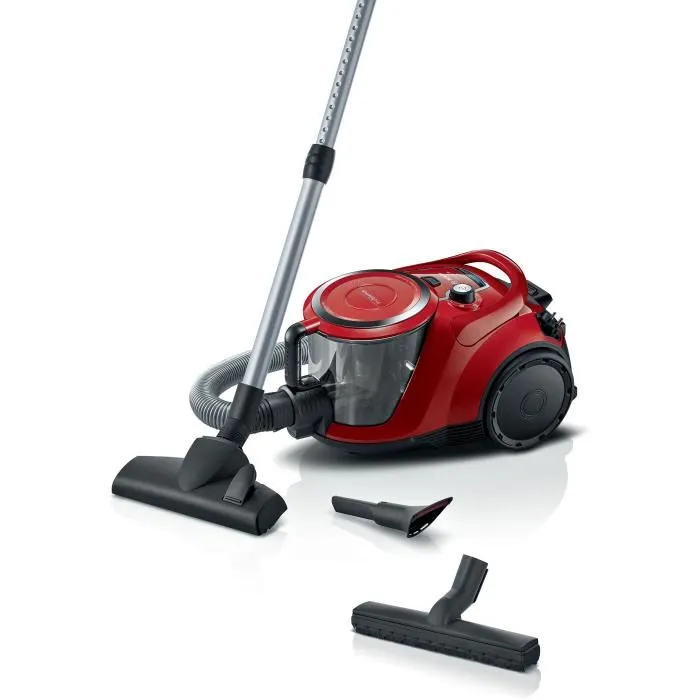 Bosch BGC41Q69 Aspirateur traîneau sans sac 600 W ProSilence 70 dB Rouge avec bac poussière 2,4 L - Grande autonomie Bosch BGC41Q69 Aspirateur traîneau sans sac 600 W ProSilence 70 dB Rouge avec bac poussière 2,4 L - Grande autonomie