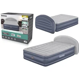 Bestway 671BD - Matelas gonflable double Queen avec pompe électrique intégrée, tête de lit LoungeLux et membrane Tritech durable - 229 x 152 cm