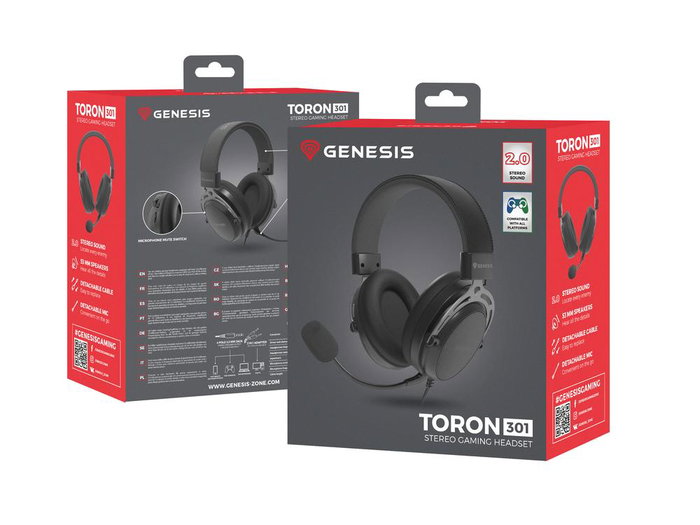 Genesis Toron 301 Mini - Casque Gaming Filaire Léger avec Microphone Amovible, Haut-parleurs 53mm, Noir Genesis Toron 301 Mini - Casque Gaming Filaire Léger avec Microphone Amovible, Haut-parleurs 53mm, Noir