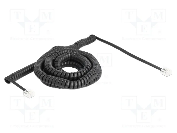 DELOCK Câble téléphonique spiral RJ11 noir DELOCK Câble téléphonique spiral RJ11 noir
